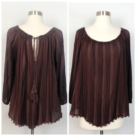 TRYB Organic Bamboo Brown Off Shoulder Top Small - Picture 1 of 7